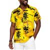 King Kameha Camicia Hawaiana Uomo Maniche Corte - Camicia Uomo Estiva con Stampa Navigare, Camicie Hawaiane da Navigare Leggera e Facile da Lavare - Surf, Yellow, 3XL