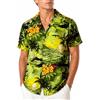 King Kameha Camicia Hawaiana Uomo Maniche Corte - Camicia Uomo Estiva con Stampa Navigare, Camicie Hawaiane da Navigare Leggera e Facile da Lavare - Surf, Dark Green, 3XL