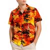 King Kameha Camicia Hawaiana Uomo Maniche Corte - Camicia Uomo Estiva con Stampa Navigare, Camicie Hawaiane da Navigare Leggera e Facile da Lavare - Surf, Orange, 4XL