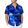 King Kameha Camicia Hawaiana Uomo Maniche Corte - Camicia Uomo Estiva con Stampa Navigare, Camicie Hawaiane da Navigare Leggera e Facile da Lavare - Surf, Monoblue, 4XL