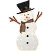 Outsunny Allegra Decorazione Pupazzo di Neve per Natale, Decorazione Esterna con Luci LED, in Acciaio e Poliestere, Bianco e Nero | Aosom Italy