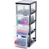 Iris Ohyama, Cassettiera Ufficio, 4 cassetti grandi, Nero, DC-304 | Armadio per il deposito dell'ufficio su ruote, cancelleria, per camera da letto, bagno, scuola e ufficio, senza BPA