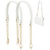 PH PandaHall 2pz Manici per Borse in Pelle con Catena 58.5cm Tracolla per Borsa Catena Oro e Pelle Bianco Tracolla di Ricambio per Borse a Spalla Borsetta Pochette Fai da Te