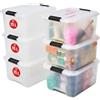 Iris Ohyama Scatole Portaoggetti in Plastica con Coperchio, 15L, Lotto di 6, Trasparente, Con Chiusura a Clip, Empilabile, Solido, Per Armadio, Garage, Casa, Ufficio, Organizzatore, TB-15