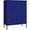 vidaXL Cassettiera Blu Marino 80x35x101,5 cm in Acciaio