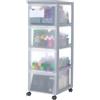 Iris Ohyama Cassettiera in Plastica con ruote, 4 Cassetti Grandi, Grigio, Maniglie facili da tirare, Organizzatore, Per Camera Da Letto, Bagno, Scuola e Ufficio, Senza BPA, Contenitore, DC-304