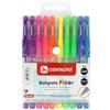 Centauro - Confezione da 10 penne gel colorate fluore, tratto sottile, 0,8 mm, comoda impugnatura in gomma, perfetta come materiale scolastico per scrivere e disegnare