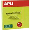 APLI 11899 - Foglietti adesivi Funny 75 x 75 mm blocco da 100 fogli colore verde fluorescente