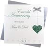 WHITE COTTON CARDS LLA55MD, biglietto d'auguri per 55° anniversario di matrimonio con smeraldo per mamma e papà, realizzato a mano, motivo linee d'amore, grigio, bianco, nero, 16 cm x 16 cm