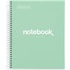 Miquelrius - Quaderno A5, Notebook Emotions, 80 Fogli da 90 g/m², Righe Orizzontali 7 mm, 1 Striscia di Colore, Spirale Microforata, Taccuino a Righe, Copertina Extra Rigida, 2 Fori, Verde Menta