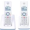 ALCATEL F530 Duo - Telefono fisso cordless DECT - Grande display retroilluminato - Vivavoce - Funzione blocco chiamate - 2 tasti di memoria diretta - 2 portatili - Bianco/Blu