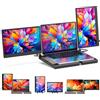 SMISEACOW Monitor portatile per laptop-Rotazione a 360° F3 Monitor portatile triplo, orizzontale e verticale, con supporto, 14 pollici IPS FHD 1080P, compatibile con PS5, Windows/Mac e laptop/Mini PC
