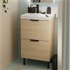 SENSEA Mobile da bagno sospeso sotto lavabo L 50 x H 81.8 x P 39.6 cm rovere chiaro laccato opaco, 2 cassetti SENSEA Easy