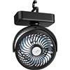 REENUO Ventilatore da campeggio da 5000 mAh con luci LED, 40 ore Max Working Time Tent Fan con gancio appeso, ventola ricaricabile per scrivania per casa e ufficio