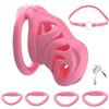 AMAZBEE Gabbia del pene per uomo in stampa 3D con serratura nascosta 4 anelli in diverse misure, giocattolo del sesso gabbia di castità cava leggera in resina con elastico in vita (Pink,S)