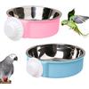 Esforzarse 2 ciotole per mangime per uccelli, in acciaio inox, rimovibili, per gabbia per uccelli, piccoli animali, per gatti, cuccioli, furetti, ratti e criceti (blu, rosa)