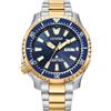 Citizen Eco-Drive Promaster Dive Fugu - Orologio automatico da uomo, in acciaio inox, luminoso, conforme all'ISO, quadrante oro/blu a due toni, quadrante oro/blu, 9 pollici, orologio subacqueo,