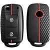 OTMIK Custodia in Silicone per Auto Key Cover adatta per VW T5 Polo Passat Volkswagen Golf 4 5 6 Caravelle Skoda Fabia Octavia Ligier JS Seat Toledo Chiave Guscio Accessori (Linea Rossa)