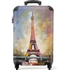 NoBoringSuitcases.com NoBoringSuitcases© Valigie Valigia a mano Trolley rotelle | viaggio piccola con 4 ruote - Torre Eiffel - Pittura ad olio - Parigi - Bagaglio