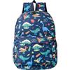 TOPWAYS Zaino carino per la scuola, multifunzionale, impermeabile, in nylon, grande, per scuola elementare, libro, casual, per ragazze e ragazzi dai 3 agli 8 anni, Dinosauro blu., Taglia unica, Casual