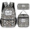 Amabery Set di 3 zaini con stampa leopardata personalizzata, zaino per computer portatile di grande capacità, per adulti, lavoro e viaggio, Leopardo 04, standard, Casual