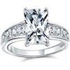 Bling Jewelry Personalizza Anello di Fidanzamento Classico Senza Tempo con Zircone Cubico AAA 4CT Taglio Smeraldo Rettangolare Solitario per Donna con Fascia Laterale Baguette in Argento Sterling .925