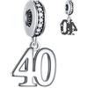 GLOWDAS 10 a 25 28 30 31 33 35 36 40 45 50 55 60 65 70 75 80 Charms Compleanno, fits Bracciale Anniversario Europeo/Collana, 925 Argento Sterling Numero Ciondolo Perline, Regali per Amante/Famiglia/Amici