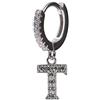 Remo Gammella Orecchini cerchio piccoli argento 925, orecchini donna singolo mono orecchino lettera mini hoops argento e zirconi (T)