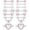 HEVIBK Set di 7 paia di piercing per capezzoli in titanio, da donna, a forma di cuore, per capezzolo, per lingua