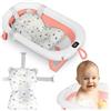 Ricokids Bagnetto Neonato Pieghevole con Termometro e Cuscino - Leggera e Antiscivolo - Bianco-Rosa