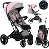 Momi Passeggino MoMi ESTELLE DAKAR a partire da 6 mesi (fino a 22 kg), pieghevole con cintura di sicurezza a 5 punti, cestino porta spesa e funzione di apertura, manico telescopico per il traino
