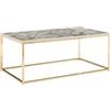 WOHNLING Tavolino 100x60x40 cm Bianco Oro Effetto Marmo Squadrato | tavolino da soggiorno base in metallo robusto, tavolino da divano raffinato rettangolare, tavolo lavabile piano del tavolo
