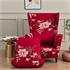 Highdi 2-Pezzi Copripoltrona con Orecchie Elasticizzato, Elegante Fiori Copridivano da 1 Posto Strandmon con Fodera per Cuscino, per Bar Soggiorno Camera da Letto Reception (Rosso)