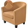 Highdi Copripoltrona 1 Posto Chesterfield Elasticizzato 2 Pezzi Tinta Unita Fodere Poltrona da Cocktail Antiscivolo con Coprisedile per Bar Soggiorno Camera da Letto Club (Cammello)