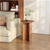[en.casa] Tavolino da Divano con Piano Rotondo 60 x Ø40 cm Tavolo Basso Laterale da Poltrona per Soggiorno Salotto Ingresso Camera da Letto - Effetto Noce