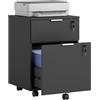 HOMCOM Schedario da Ufficio con Serratura, A4/Legale, 42x40x60 cm, Nero | 2 Cassetti, Ruote a Freno, Cassettiera Scrivania, Cassettiera Ufficio per Studio Sotto Scrivania