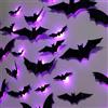 Aniepaa 24 Pezzi Pipistrelli Halloween Decorazioni, Luminosi 3D Adesivi Halloween PVC Pipistrello Decorazioni da Parete con Luci LED per Interni Finestre Porte Pareti Fai da Te Articoli Feste (Blu)
