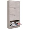 MAKA change your life quality Scarpiera Portascarpe in Legno MDF Melaminico Scaffali Ante a Ribalta Maniglie Grigio Satinato Doppia Profondità Adatta a Scarpe Stivali Ciabatte Tacchi Istruzioni Incluse (Cemento, 4 Ante)