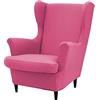 Highdi 2 Pezzi Copripoltrona con Orecchie Elasticizzato, Tinta Unita Copridivano da 1 Posto con Fodera per Cuscino, Lavabile per Reception Bar Soggiorno Camera da Letto (Rosa Rossa)