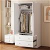 Lexiou Armadio 70 x 40 x 170 cm, design a doppia ante, con cassetti e ripiani (bianco)