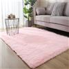 Highdi tappeto Salotto Moderno Colore Solido Shaggy Pelo Lungo Camera da Letto Soffice Antiscivolo Lavabile Tappeti Moderni per Soggiorno (80x160cm, Rosa)