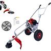 A.M.C. Decespugliatore a Scoppio 63CC 2HP 2 Tempi con Ruote a Spinta Tagliaerba Rasaerba Tosaerba a Carrozzella Carrellato per Giardinaggio Fai da Te