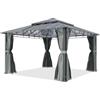 TOOLPORT Gazebo giardino 4x4 m, alluminio, tetto policarbonato 8 mm, grigio