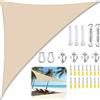 ZFEBHMY Tenda a Vela Triangolare, Vela Ombreggiante Triangolare Impermeabile con Kit di Fissaggio Corda, Tenda da Sole Telo Parasole Ombreggiante per Giardino Patio Piscina-Cream color||4x4x5.7M