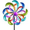 Kremers Schatzkiste Girandola a vento da giardino in metallo colorato, 30/124 cm, con cuscinetto a sfera, decorazione da giardino resistente alle intemperie, con picchetto, mulino a vento colorato per