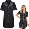 SAIIURV Camicie da Notte Donna V Camicie Corta Bottoni Davanti, Leggero e Confortevole, Camicia da Notte Allattamento Maniche Corte, L'Allattamento Seno Camicia da Notte Parto, (Nero, Taglia Unica)