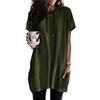 ORANDESIGNE Maglietta Lunga a Maniche Corte Donna T-Shirt Scollo Rotondo Estiva Elegante Camicia Casual Tinta Unita Camicetta Sportivi Moda Top Taglie Grande Blusa Mini Abito C Verde M