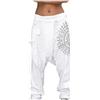 YOSUWOAI Pantaloni da uomo in lino e cotone, stile gotico, elasticizzati, leggeri, elastici, da jogging, a cavallo profondo, hippie Aladin, traspiranti,, O bianco., XXL