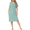 Sopesil Camicia da Notte Donna in Modale Camicie da Notte Estive con Manica Corta e Scollo Tondo con Pizzo e Bottoni Vestaglia Donna Taglio Ampio Verde Chiaro,XL