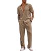 COOFANDY Completo da uomo in 2 pezzi, casual, a maniche corte, con bottoni, camicia da spiaggia estiva e pantaloni larghi